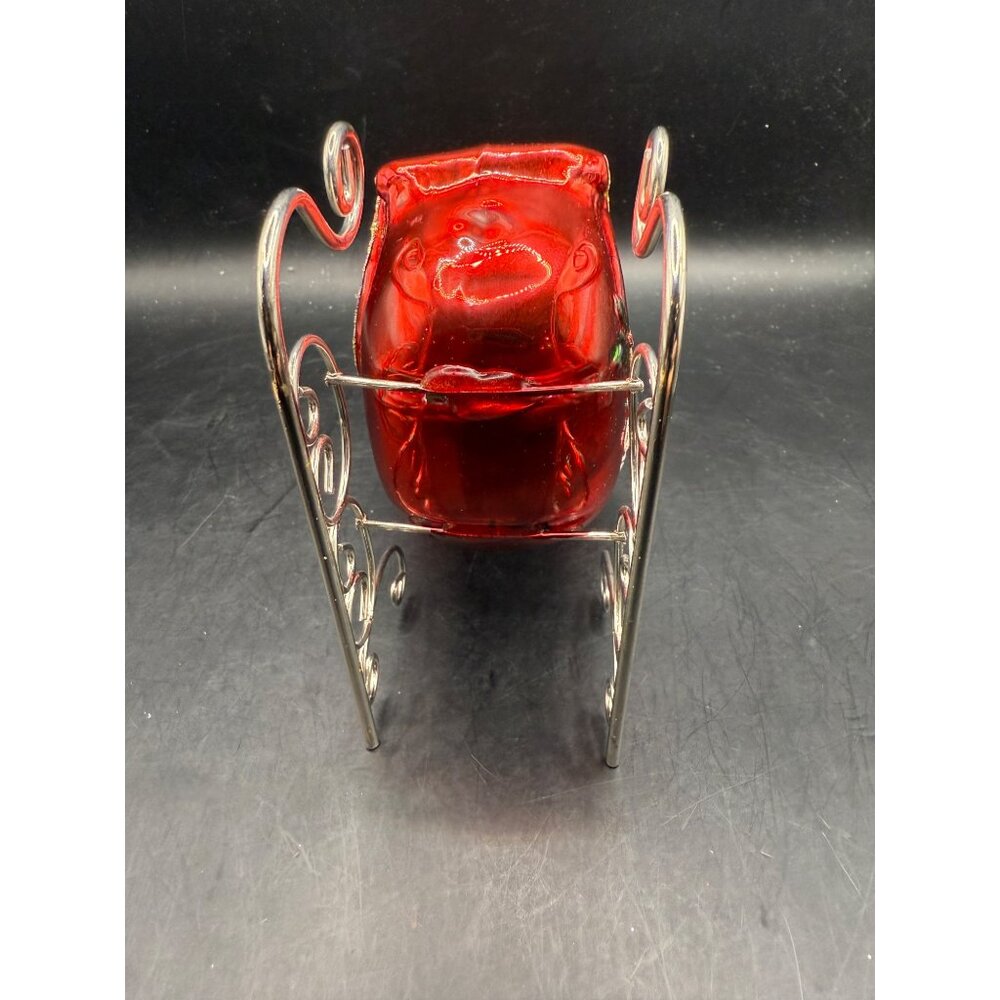 Vintage SUMMIT Glass Christmas Ornament Santa and Toys in Sleigh 5" - Picture 5 of 9